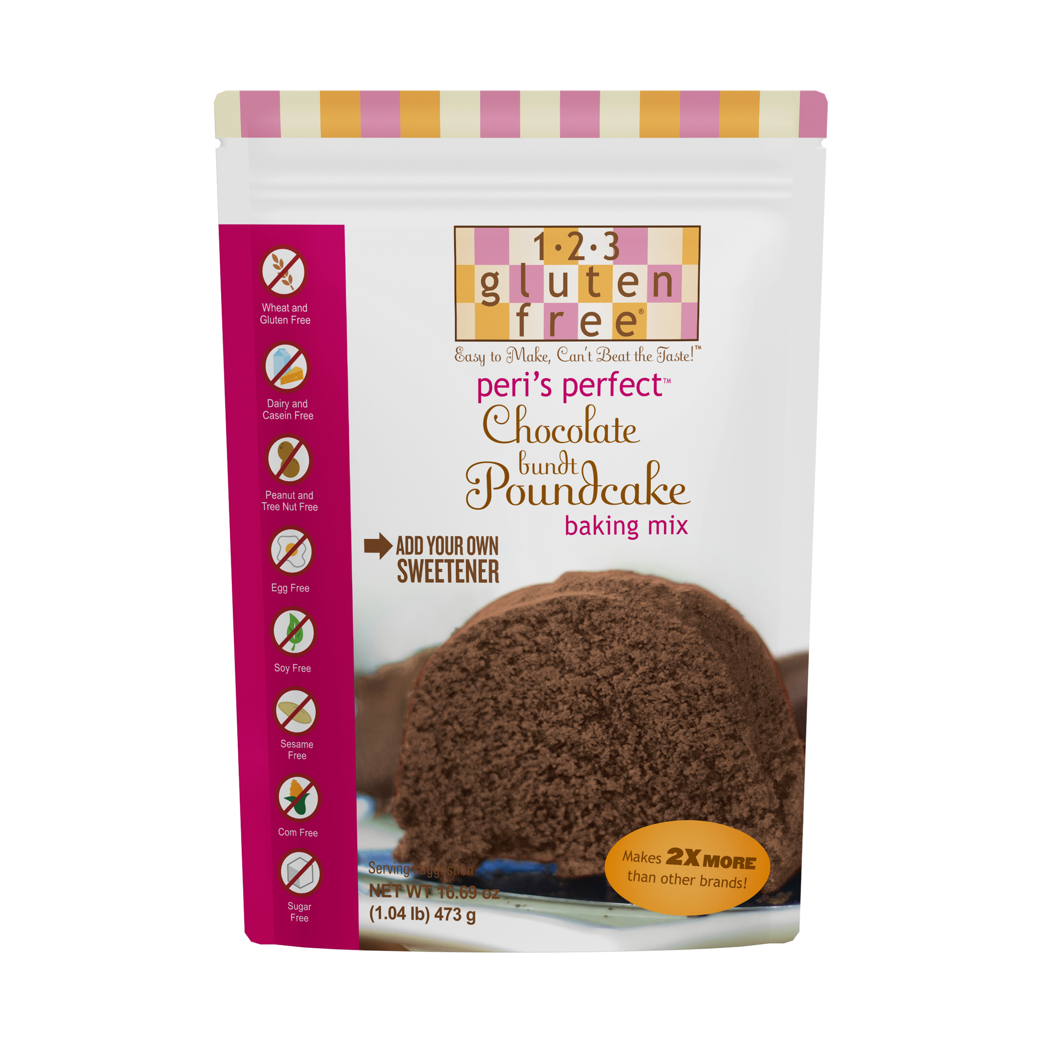 Add-Your-Own Sweetener Chocolate Bundt Poundcake | 1-2-3 Gluten Free